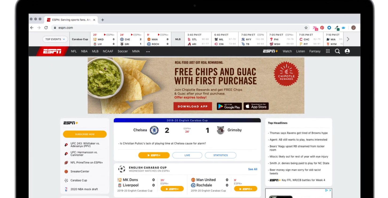 Chipotle Customer Journeys thumbnail showing a Chipotle Rewards placement on ESPN.