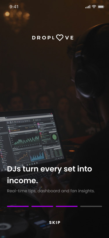 Onboarding — DJs turn every set into income