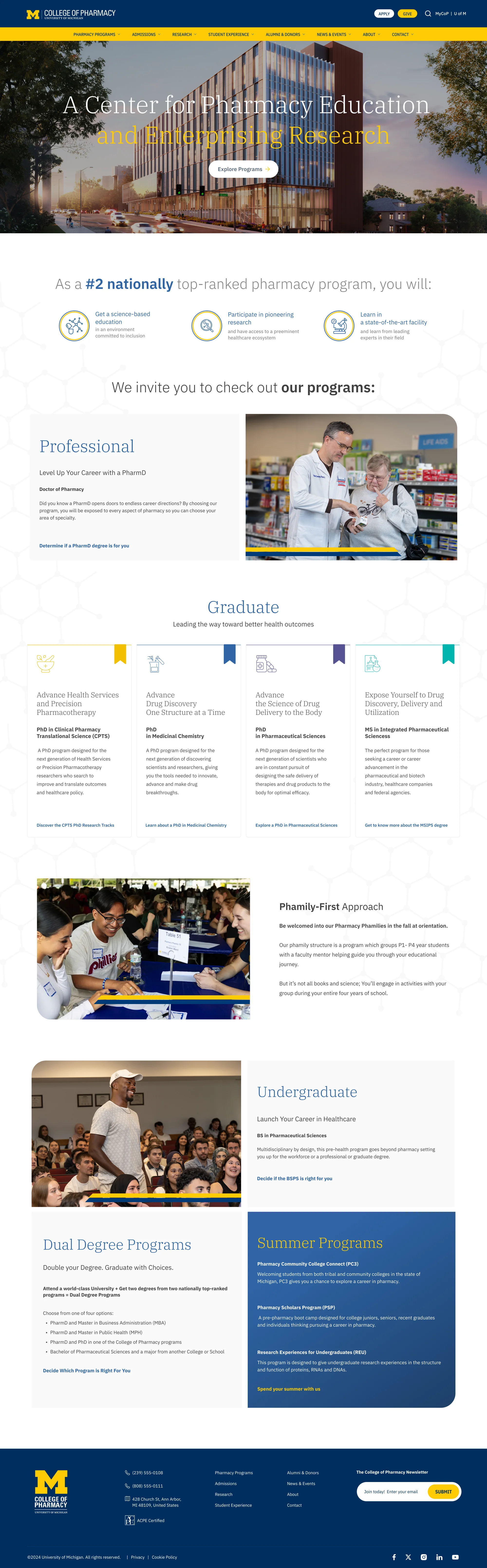 Pharmacy Programs page, desktop.