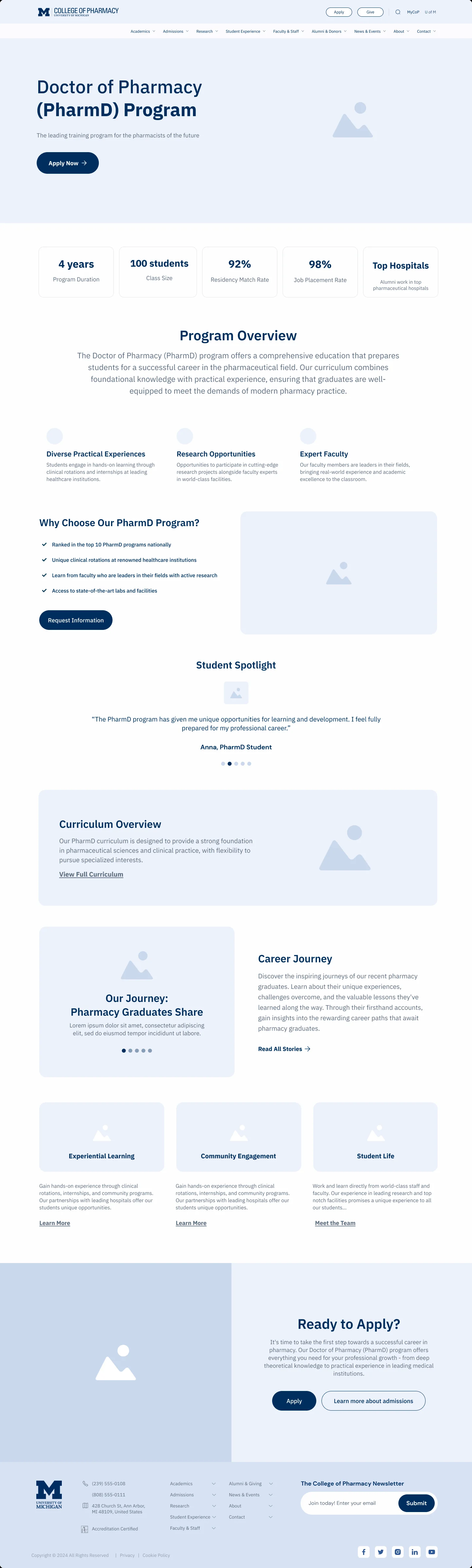 Program landing page wireframe.
